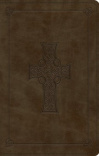 ESV Large Print Value Thinline Bible, Trutone Olive with Celtic Cross